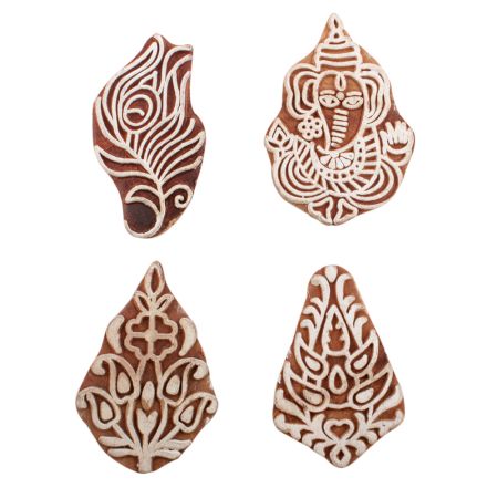 Set of 4 Piece New Mix Wooden Printing Block